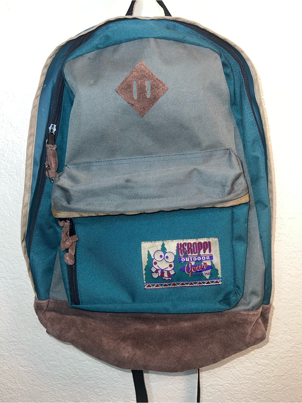 Vintage 1996 Sanrio Keroppi "Outdoor Gear" color-block backpack